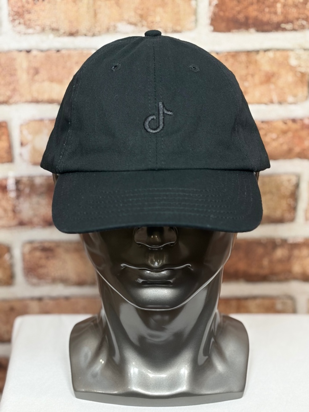 TikTok Classic Logo Black Cotton Adjustable Strapback Dad Hat Baseball Cap